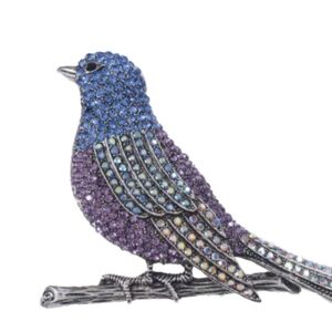 🆕️🐦 Elegant Blue and Purple Bird Rhinestone Brooch / Pin 🐦